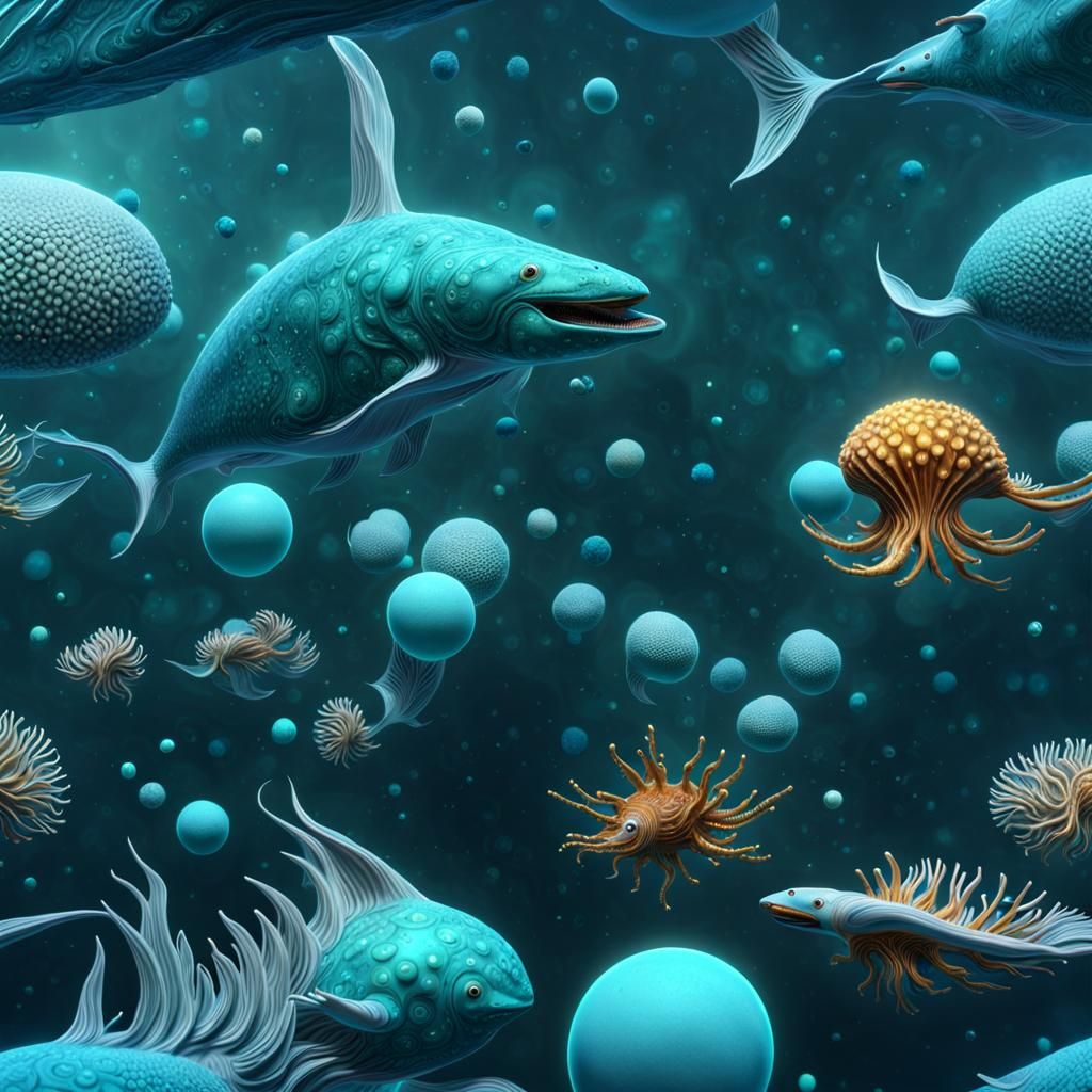 Exotic Sea Creatures Swim Pluto's Turquoise Oceans
