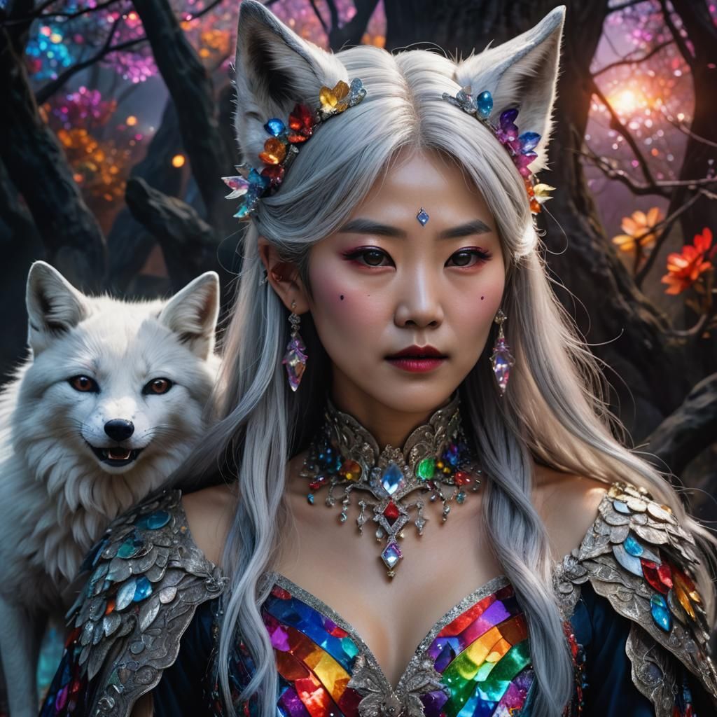 Korean Vampire Queen with Silver Hair in Manhwa Style
