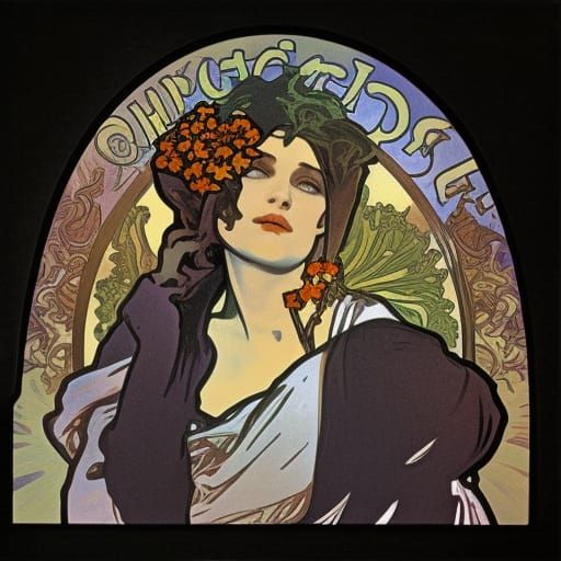 Hawaiian Forest Fire in Art Nouveau Style