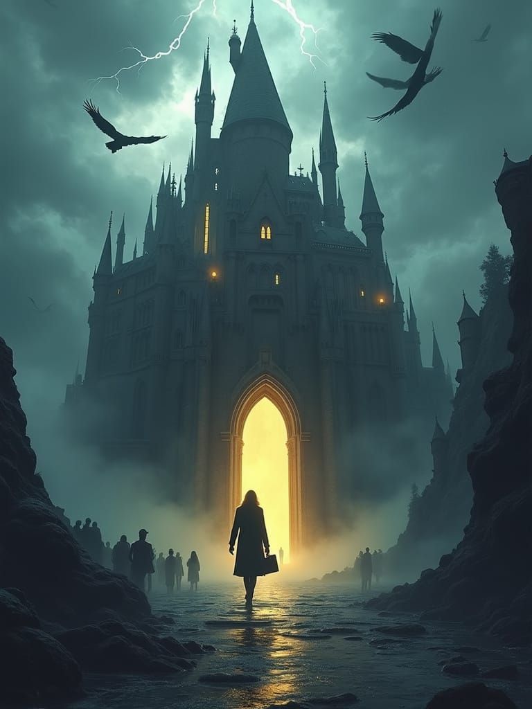 Gothic Castle Entrance in Dramatic Digital Art Style