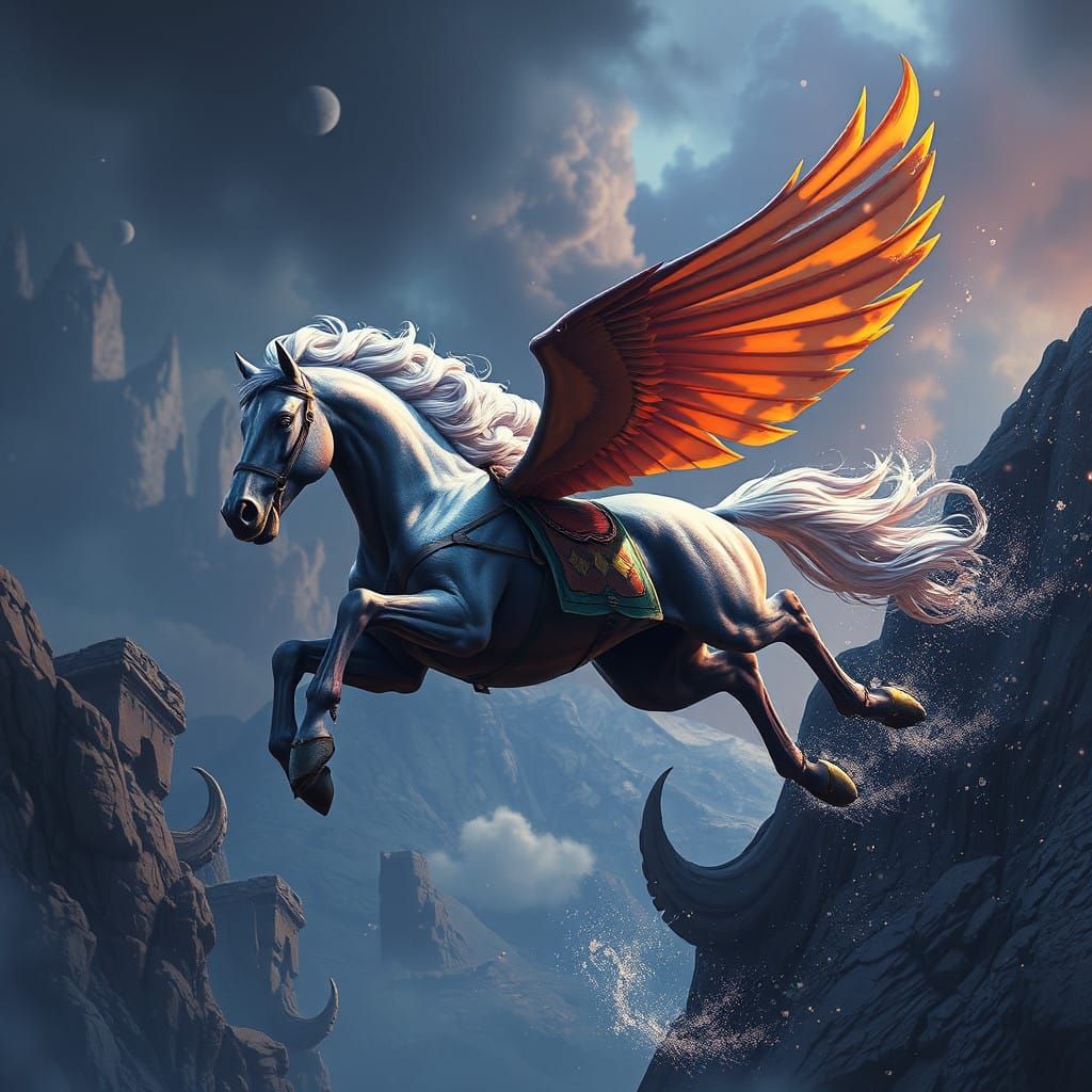Ethereal Horse in Flight, Fantasy Concept Art