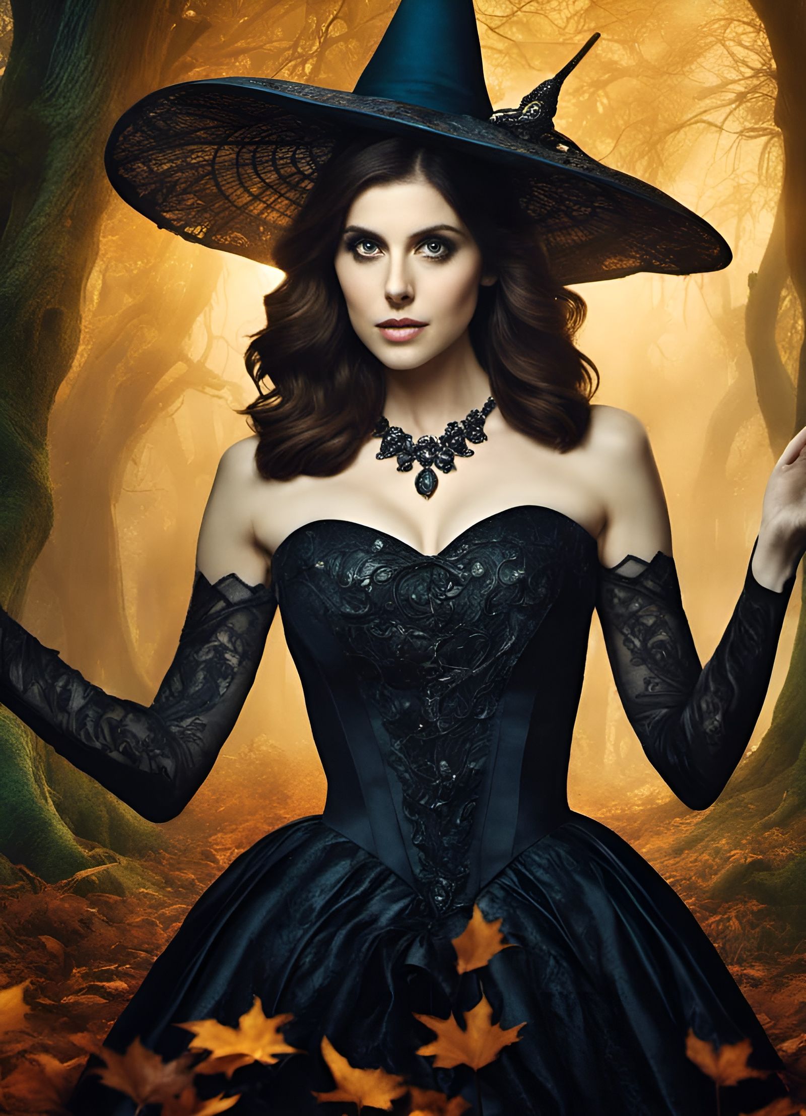 Gothic Swamp: Goth Witches in Bioluminescent Fallscape