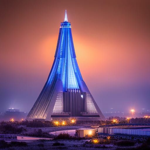 Eerie Abandoned Ryugyong Hotel: Horror Illustration