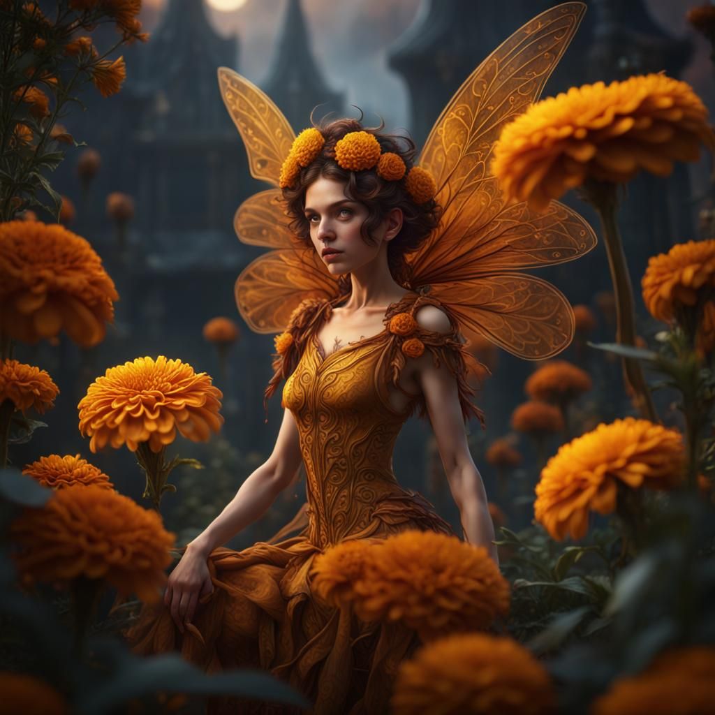 Fantastical Marigold Fairy Concept Art