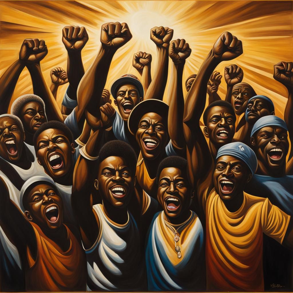 Painting of Black Unity Inspired by Social Realism