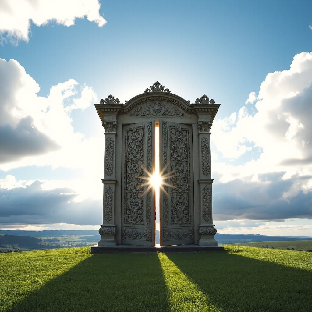 Ornate Doorway to Heaven Radiating Light