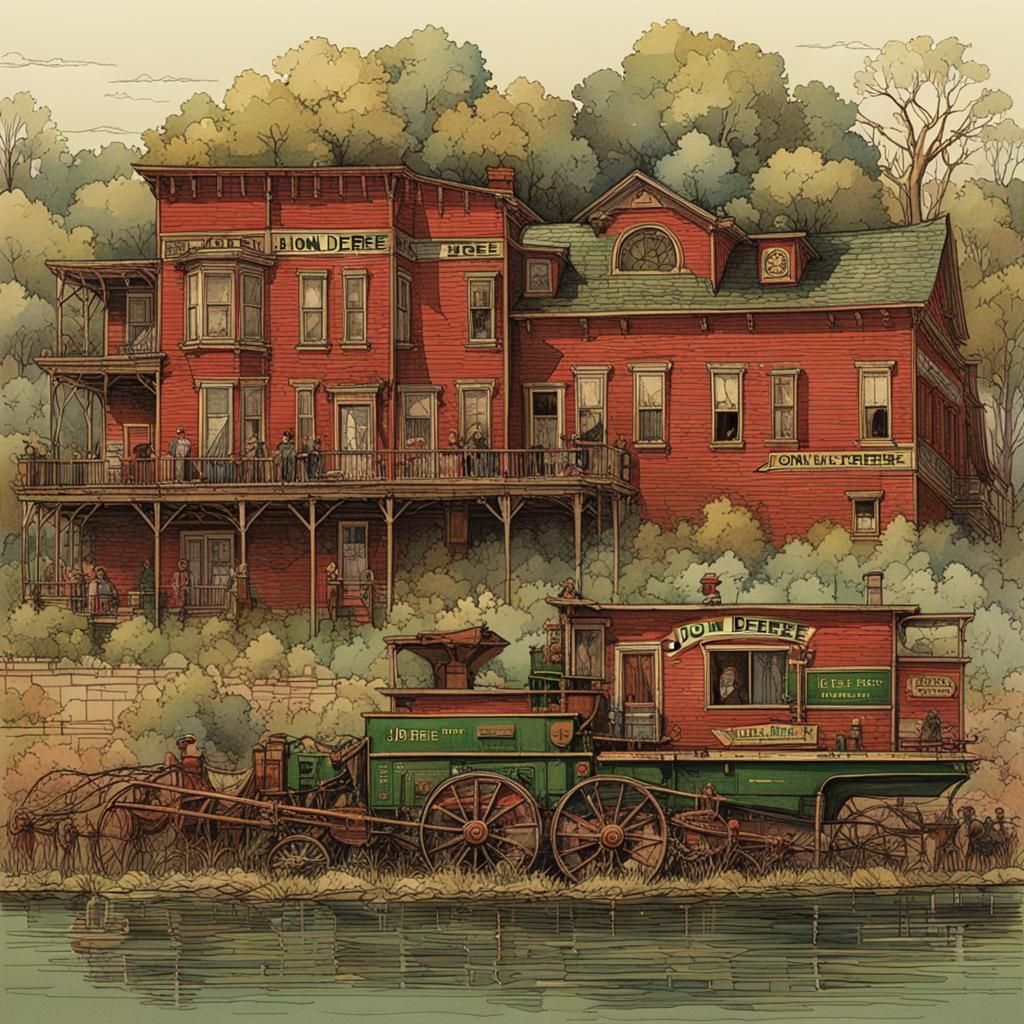 John Deere's Red Cliffs Home in Detailed Illustration