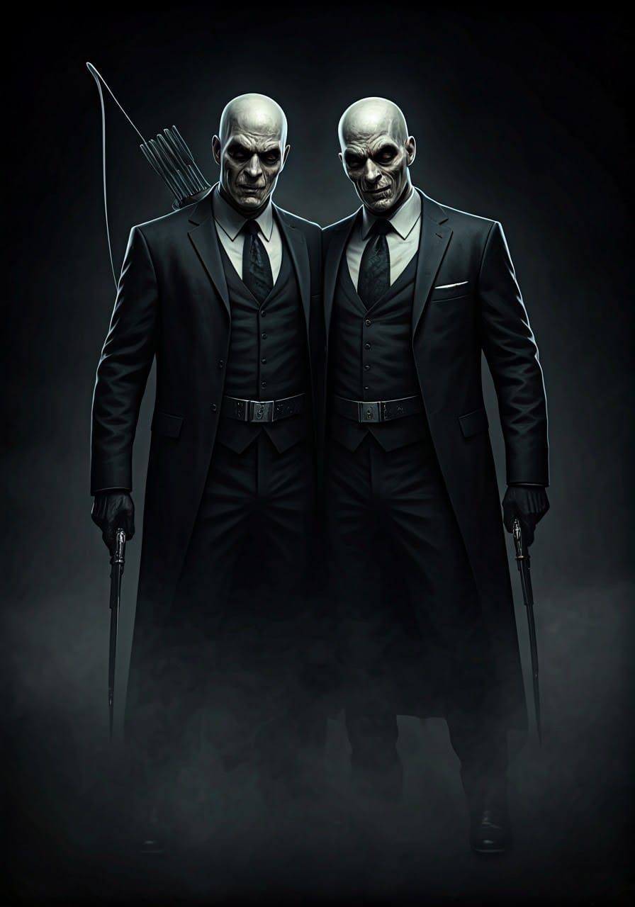 Dark Assassins in Vanta Black Suits, Armed with Compound Bow...