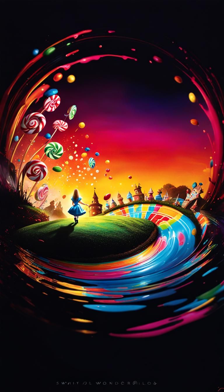 Alice in Candyland: Hyperrealistic Digital Illustration