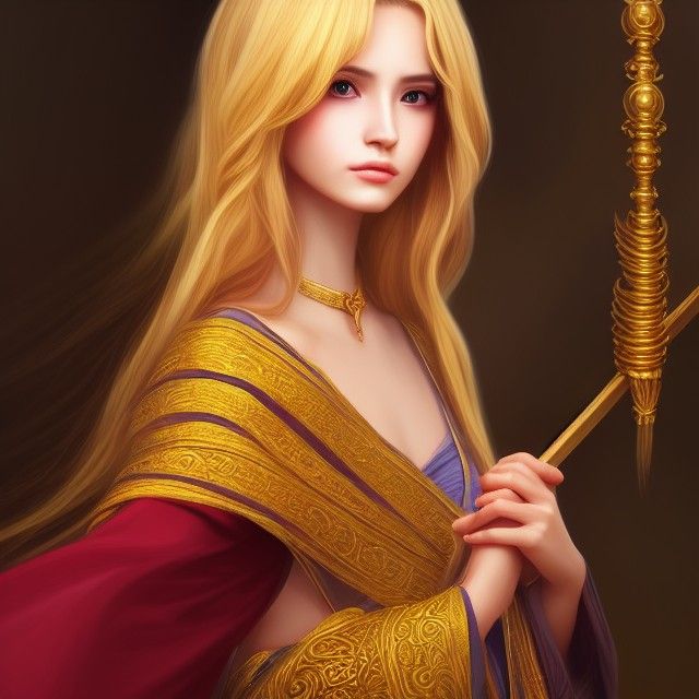 Female Temple Healer with Golden Robes