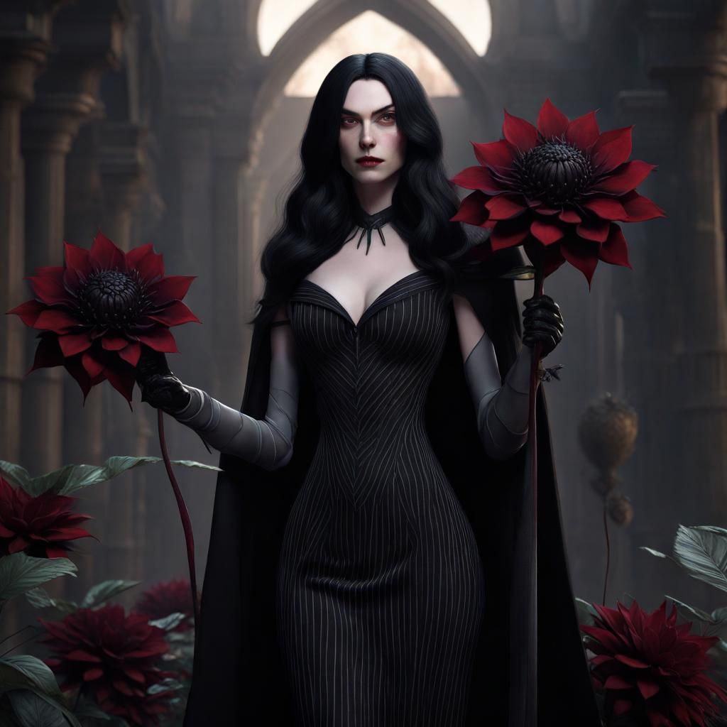 Dark Villain with Black Dahlia, Detailed Matte Painting