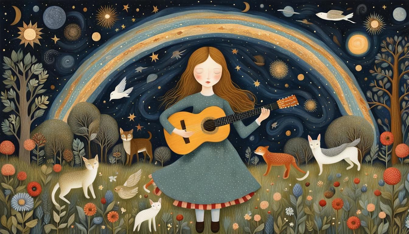 Dreamy Whimsical Scene of Joy and Freedom in Nature