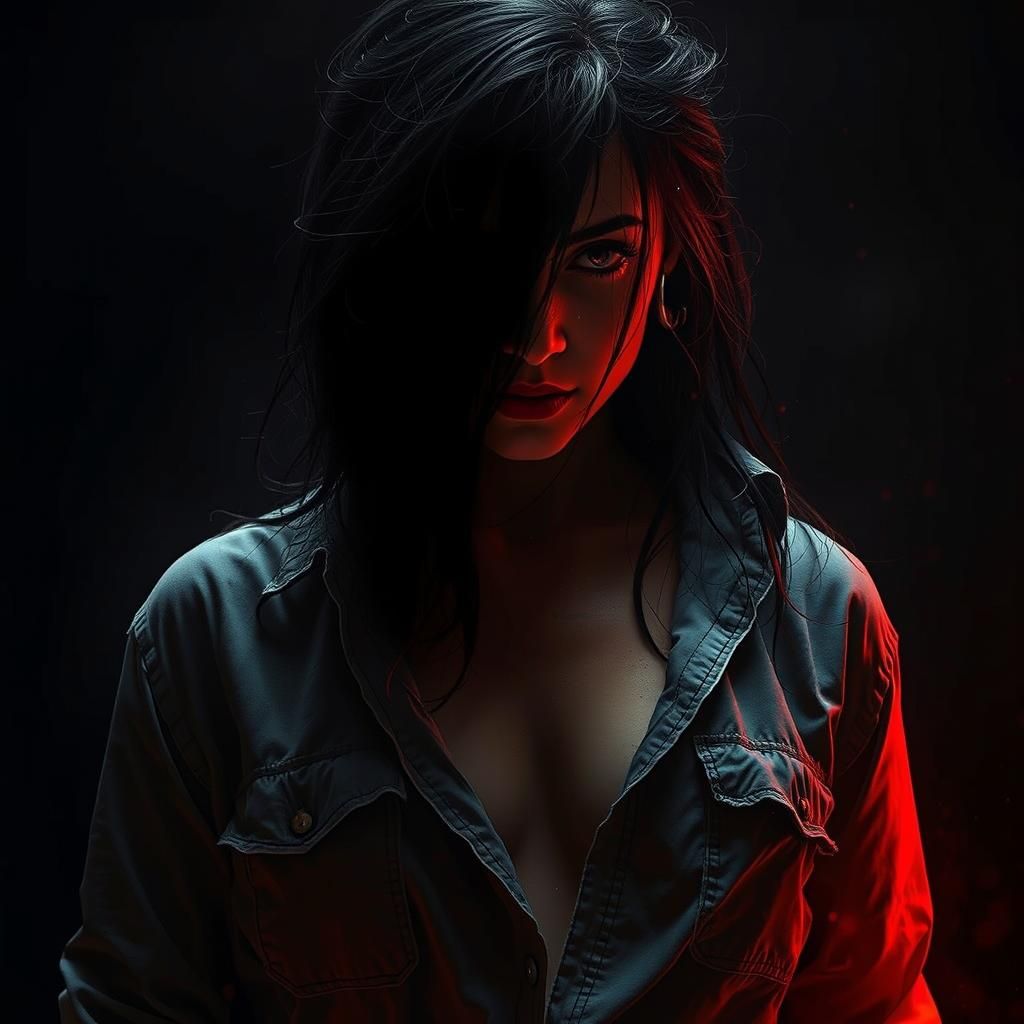 Fiery Shadow: A Gory Portrait of Evil in Photorealism