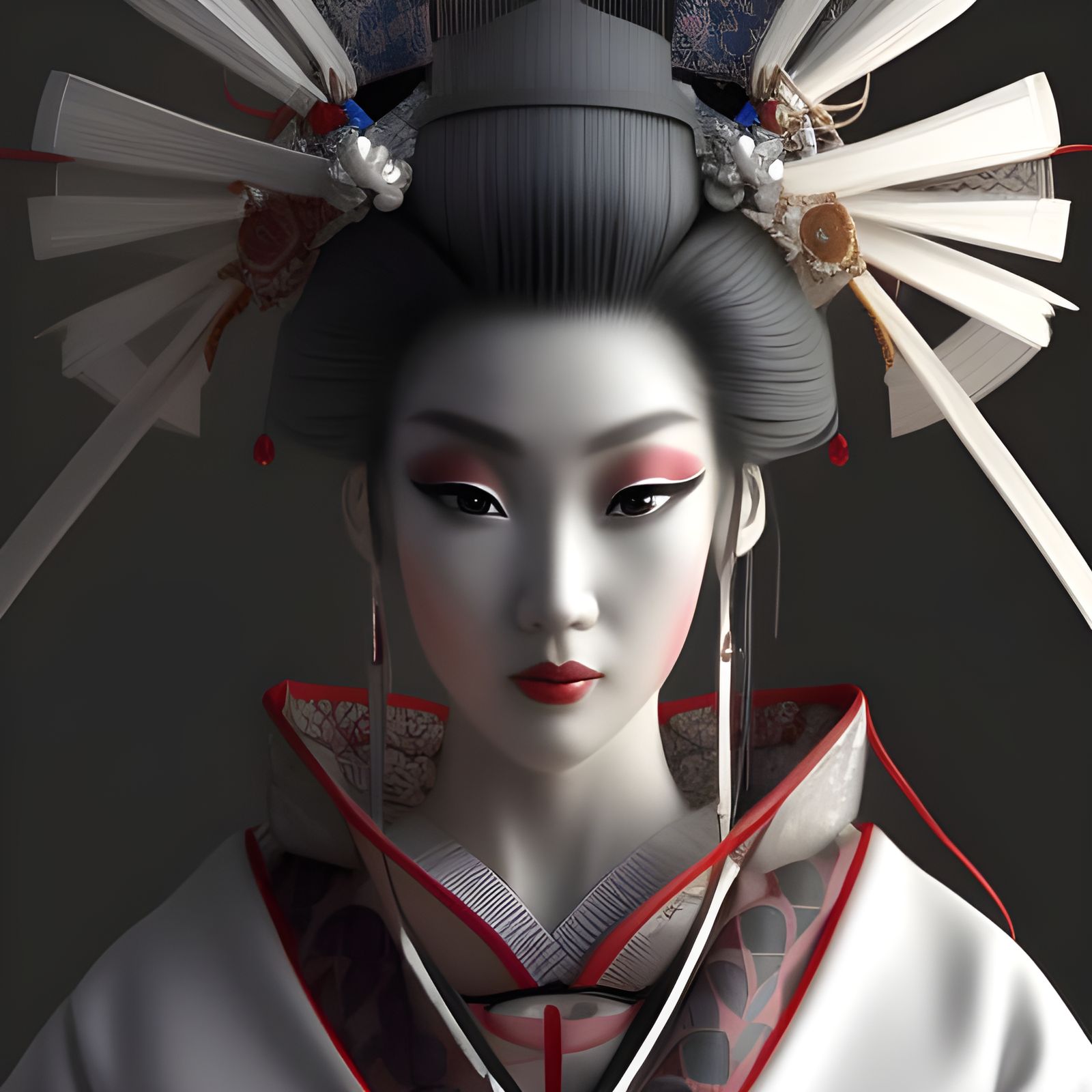 Mystic Geisha Samurai Woman in Digital Painting Style