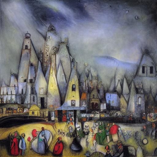 Surreal Wooden Vampire Visits Doctor: Dutch Master Oil Paint...