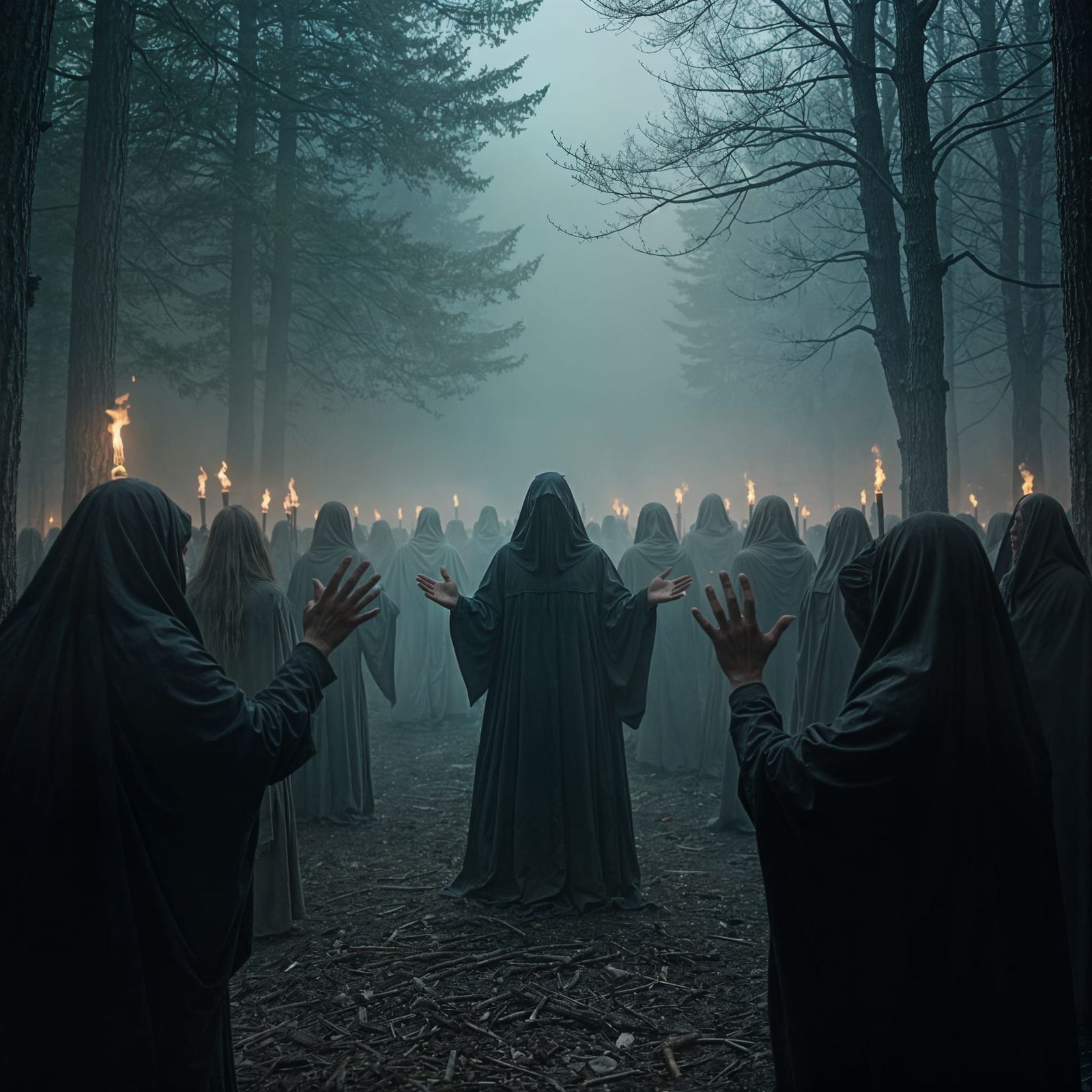 Dark Ritual: A Satanic Sacrifice Under Blazing Torches