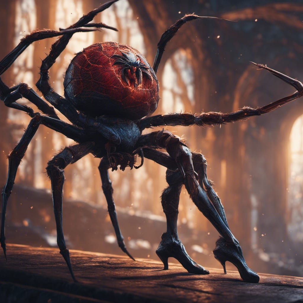 Spider in High Heels: Detailed Matte Painting
