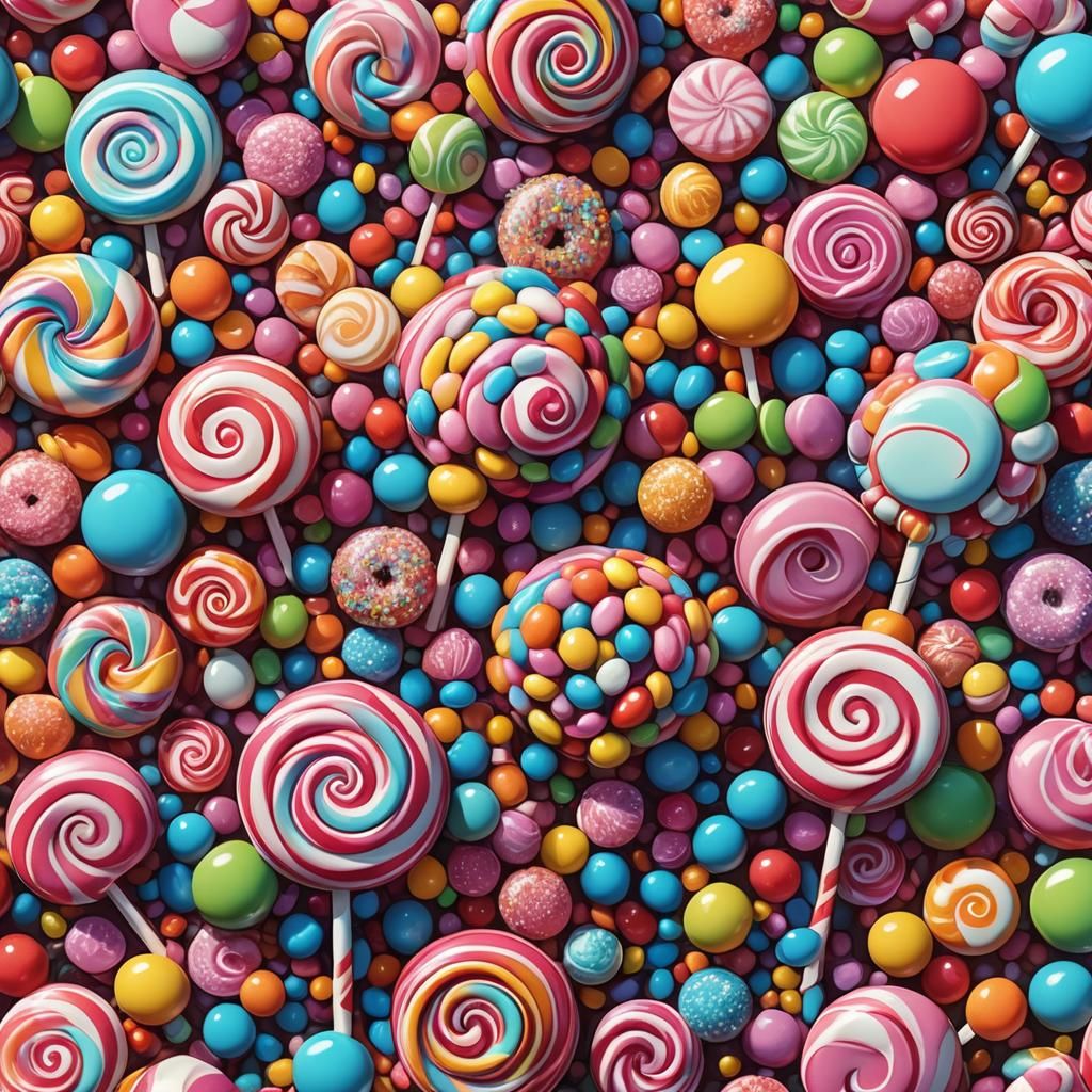 Cute Candy Art in Whimsical Candyland Style