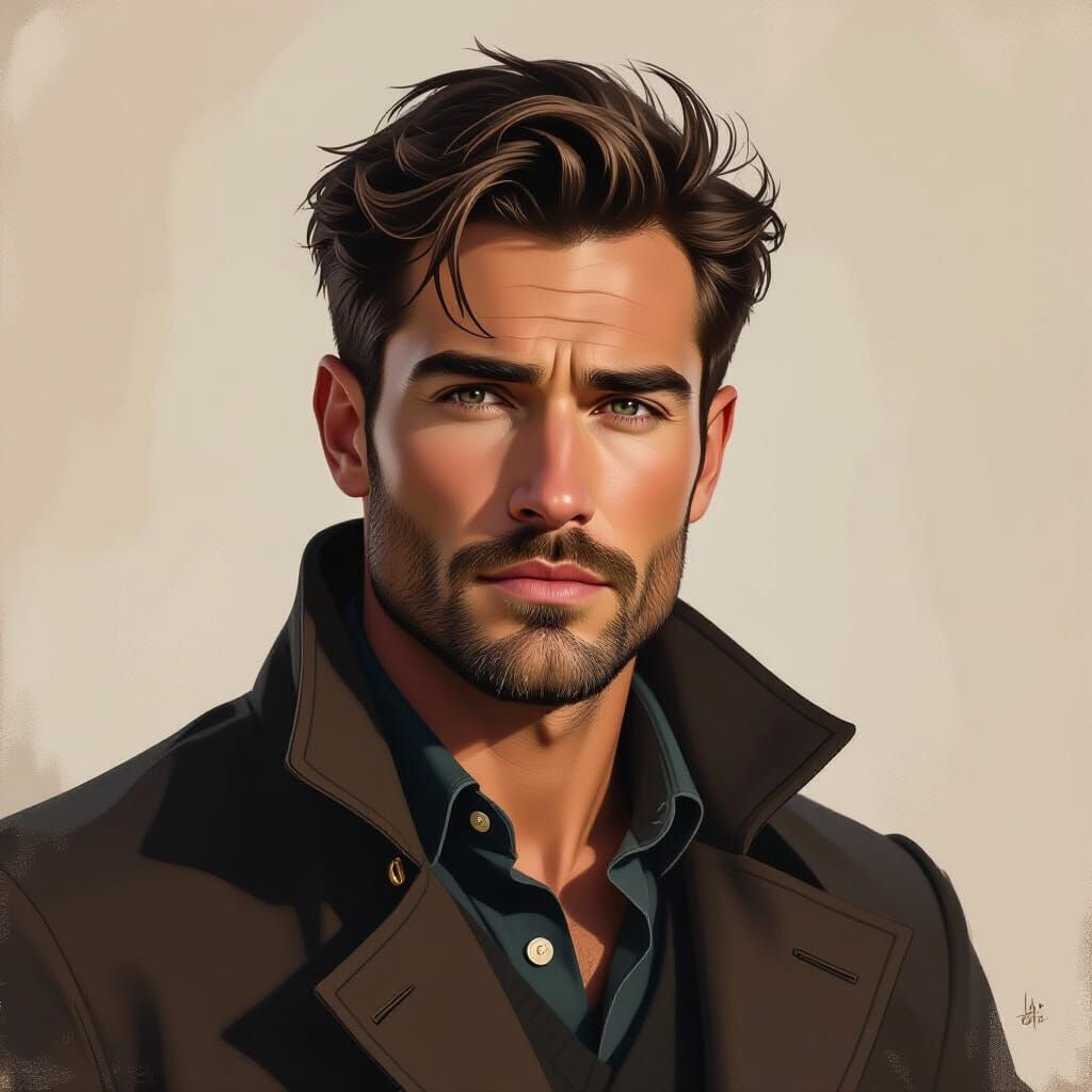 Expressive Portrait of a Man in Oil Painting Style