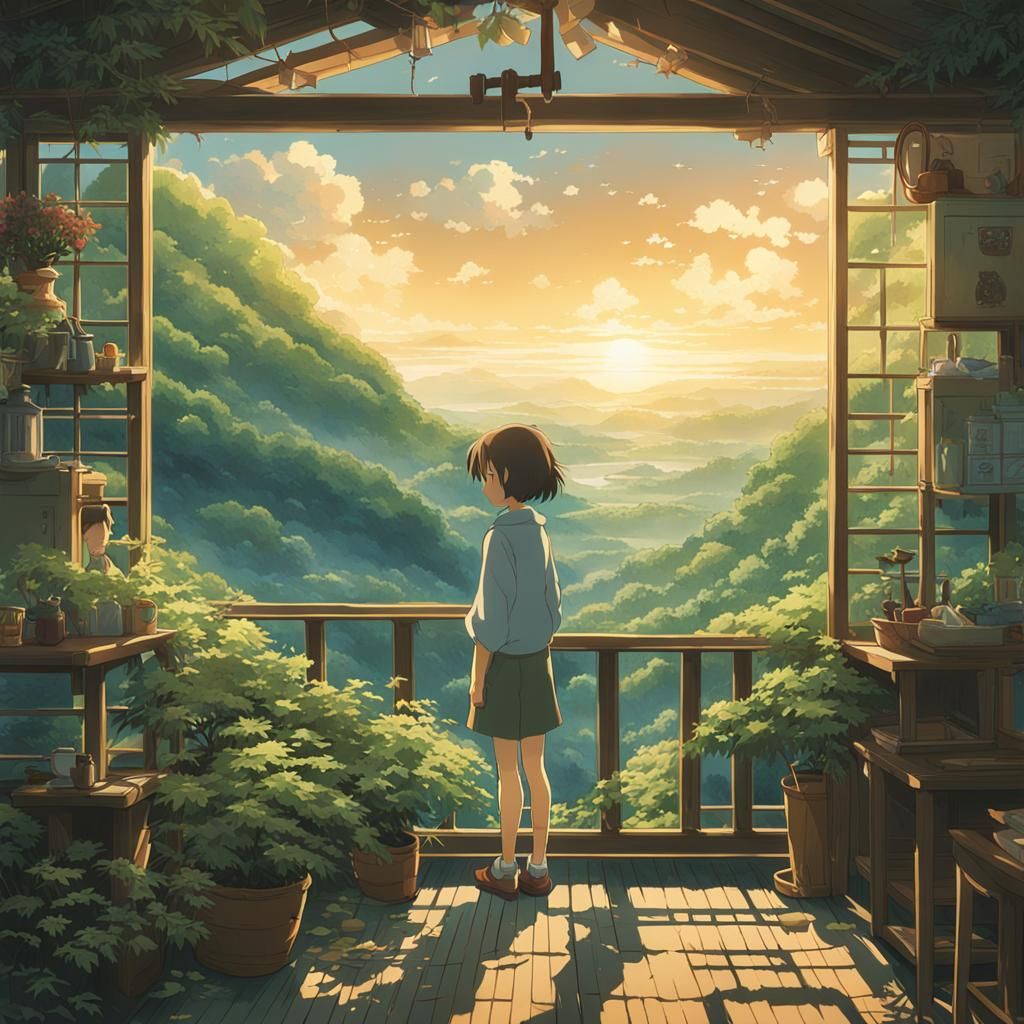 Anime Key Visual of a Strong Woman in Ghibli Style