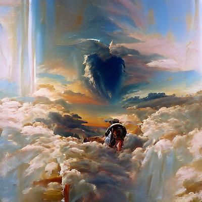 Heavy Heart Ascends to Heaven: An Oil Painting