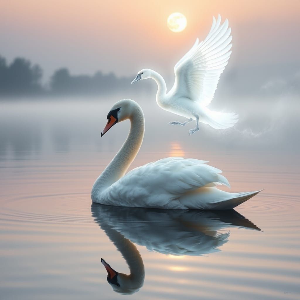 Swan and Spirit in Dreamy Magical Realism