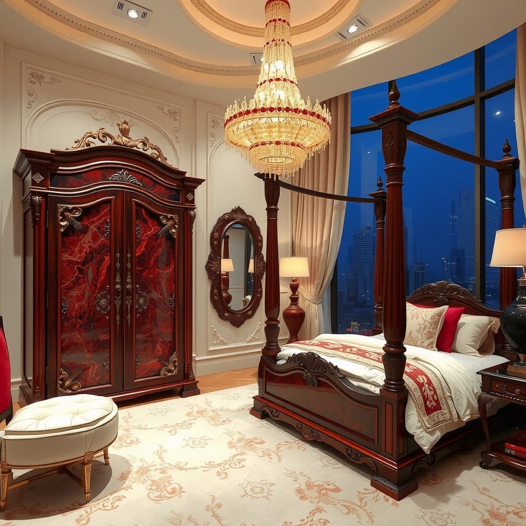 Geode Crystal Luxury Bedroom with City View