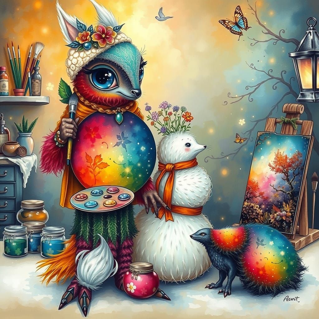 Wild Flickerleaf Fantasy Artist in Whimsical Studio