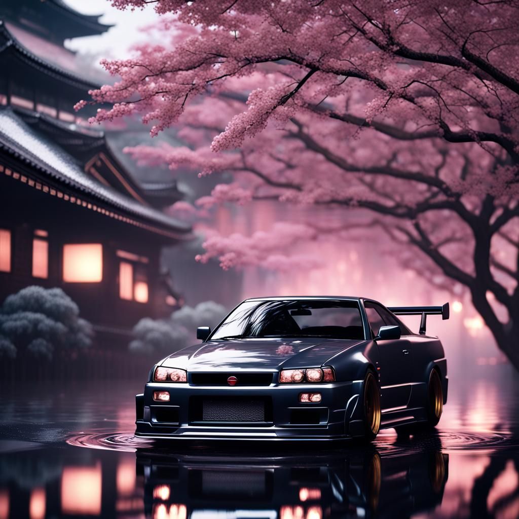 Nissan Skyline GTR 34 Drifting in Tokyo at Night