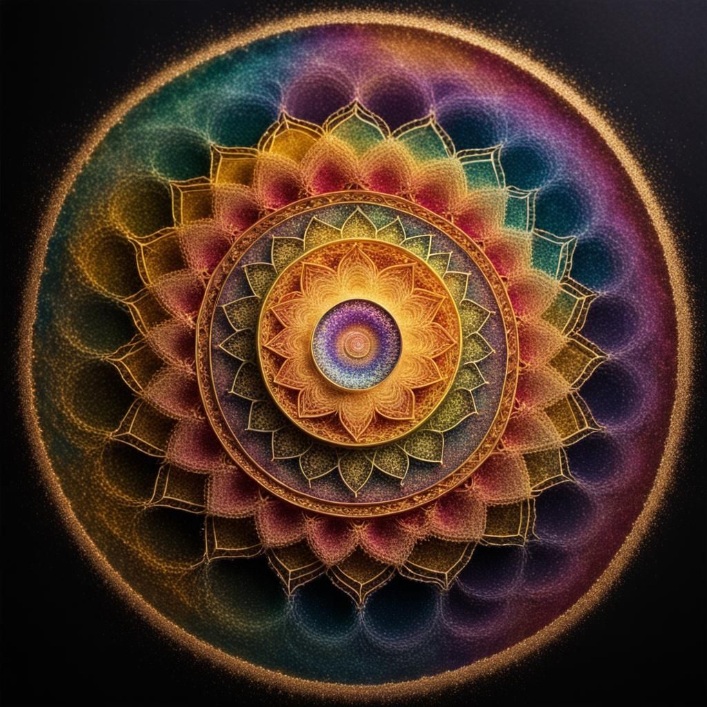 Sacred Mandala with Golden Ratio and Fibonacci Sequence