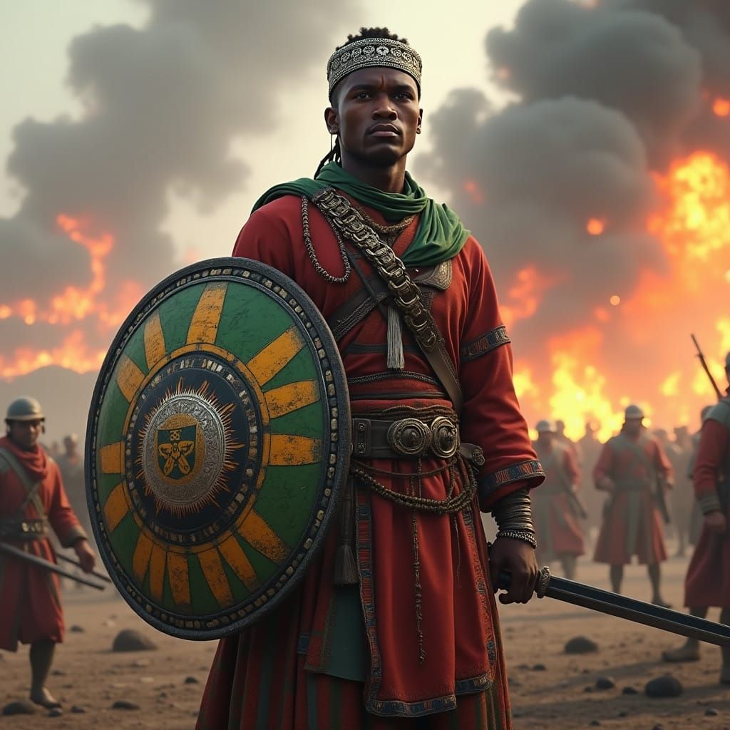 Ethiopian Warrior in Traditional Attire Defies Fascist Itali...