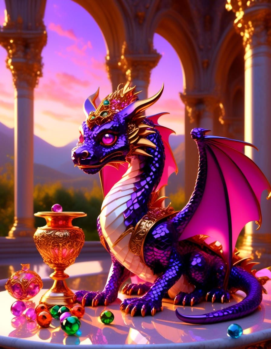 Gemstone Dragon Portrait in Dark Fantasy Style