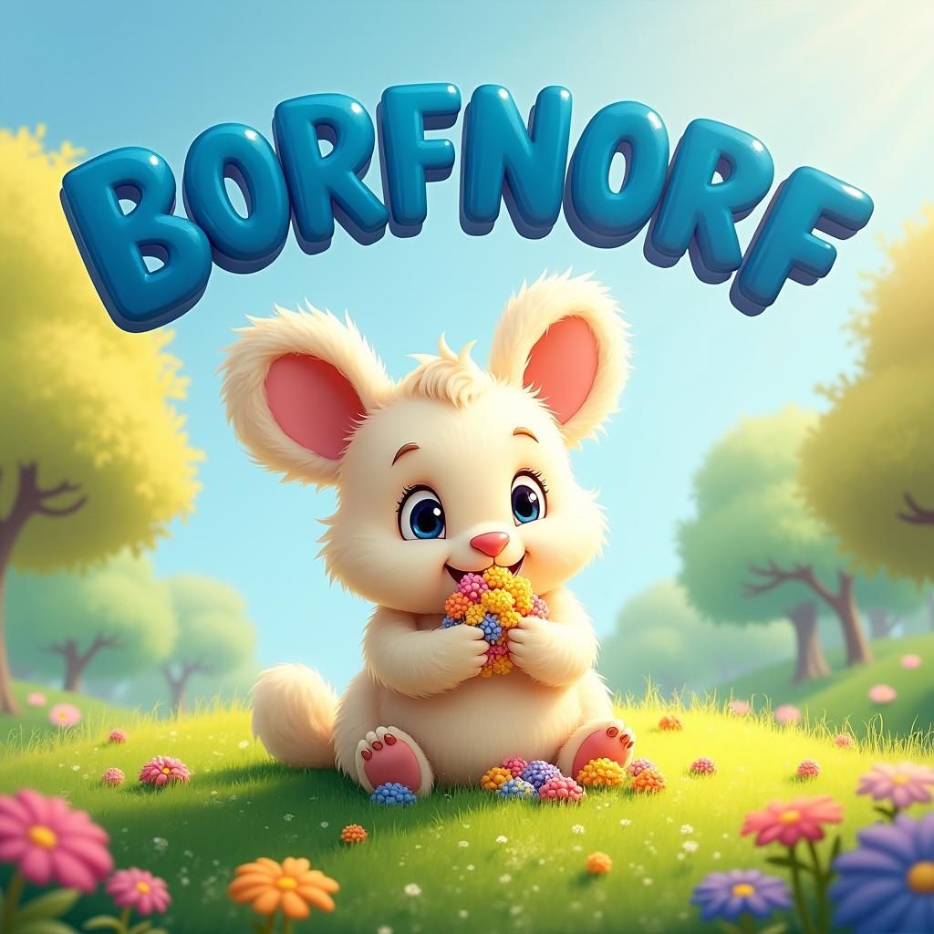 Friendly Borfnorf Munching Popcorn in Park Setting