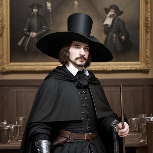 17th Century Oil Painting: Cyrano de Bergerac Scene