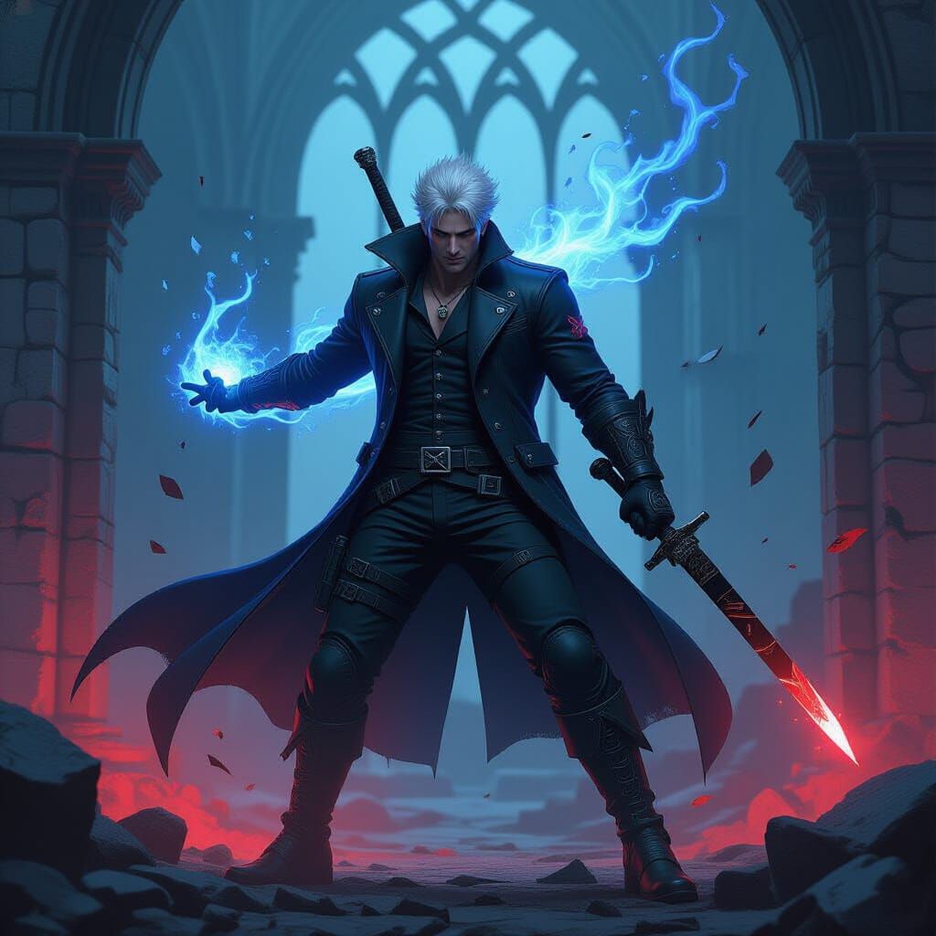 Vergil Wields Yamato in Dark Fantasy Concept Art