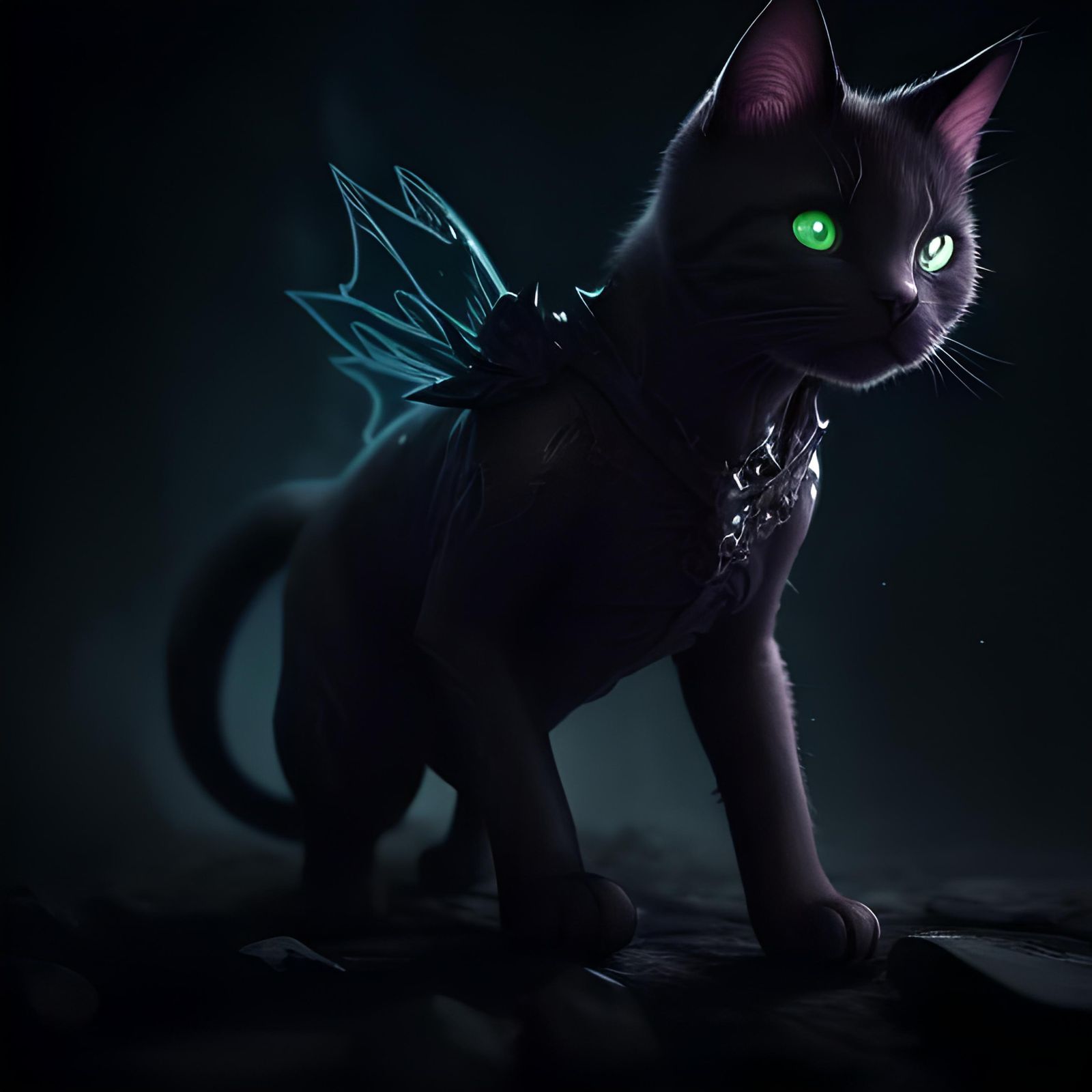 Cute Kitties with Glowing Wings, 3D Render