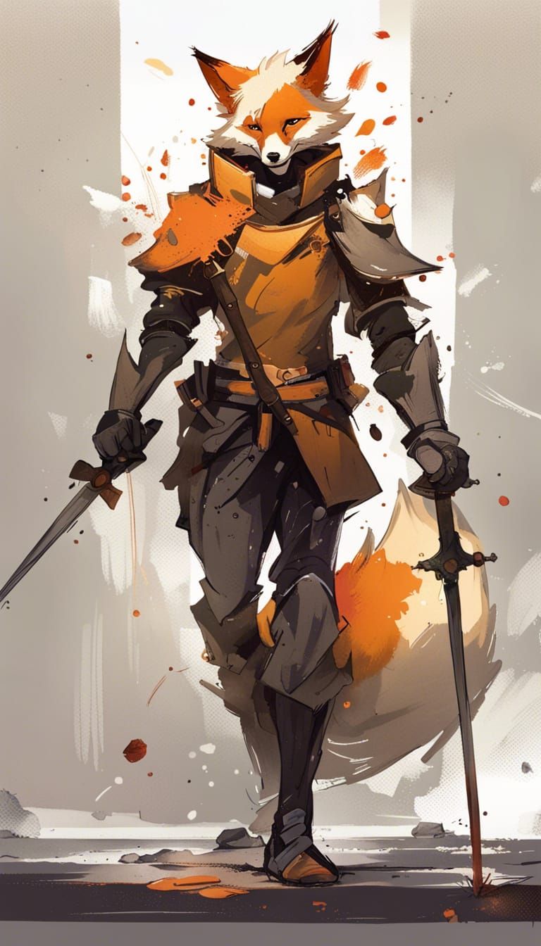 Anthropomorphic Fox Knight Manga Portrait