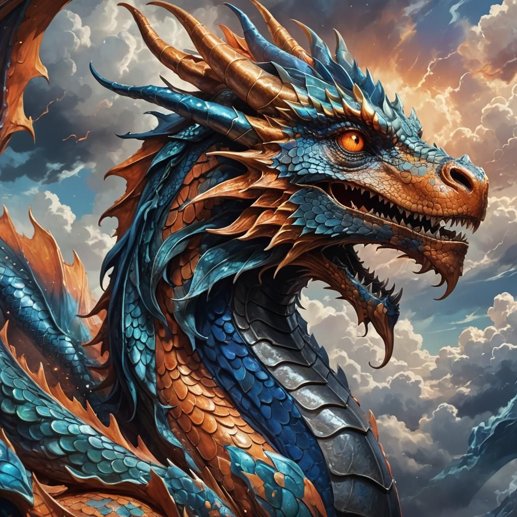 Mystical Dragon Profile in Fantasy Art Style
