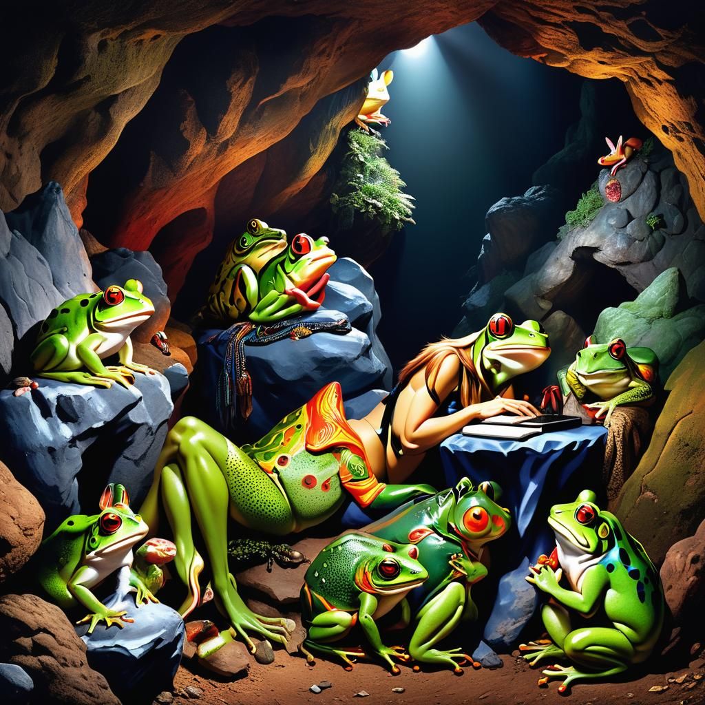 Maximalist Meeting of People, Frogs, and Rabbits