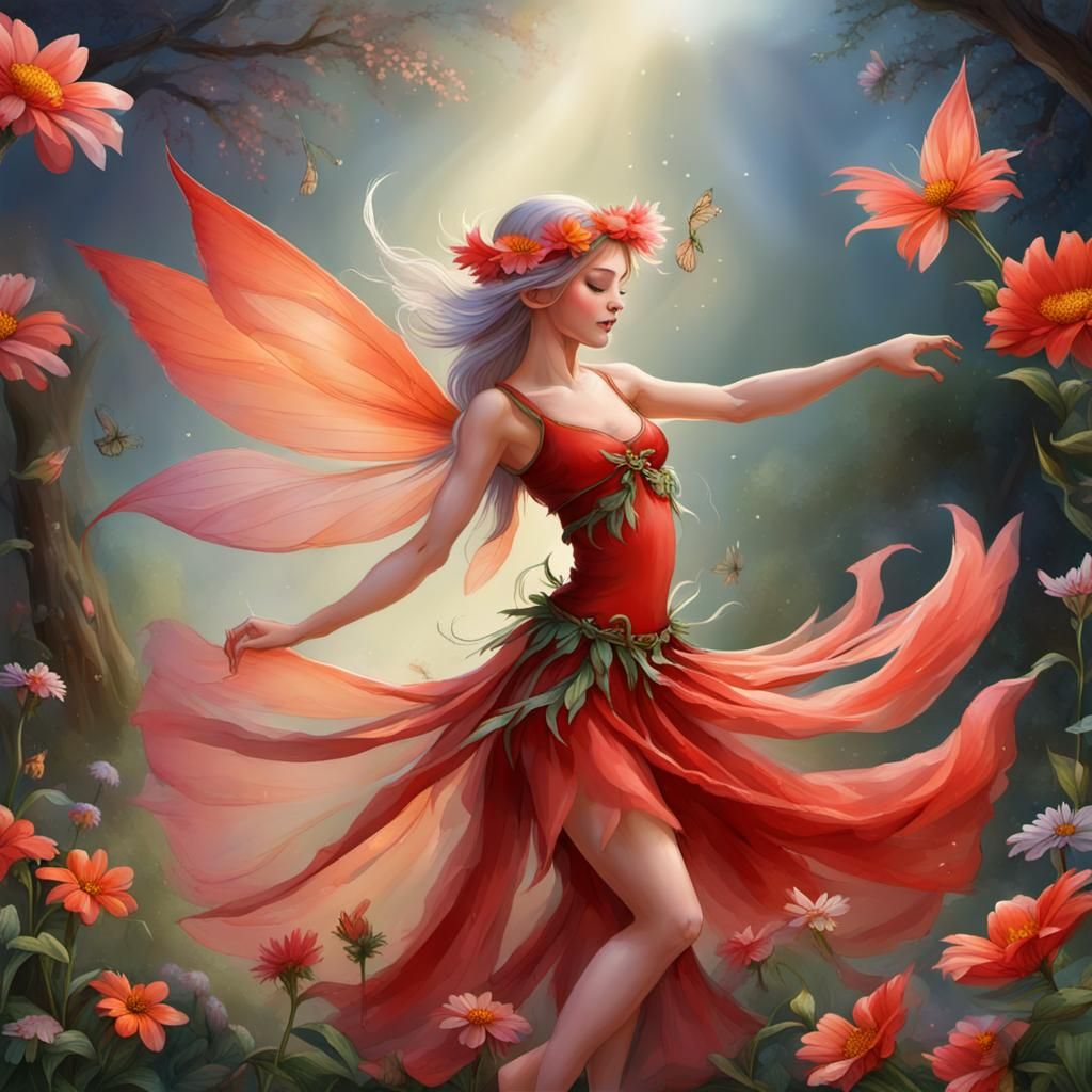Fairy's Floral Dance: A Whimsical Scene