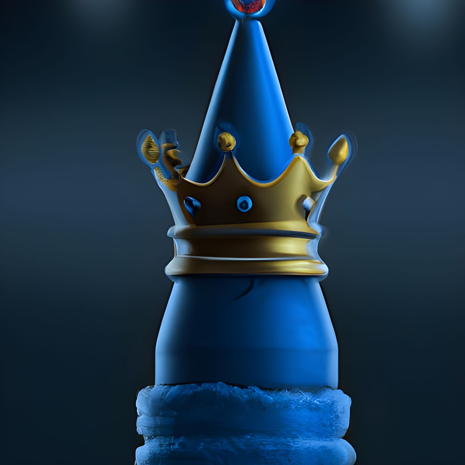 Blue Crayon with Crown: Detailed Matte Painting