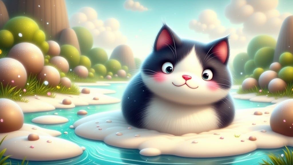 Whimsical Feline Paradise in Creamy Milky Heaven