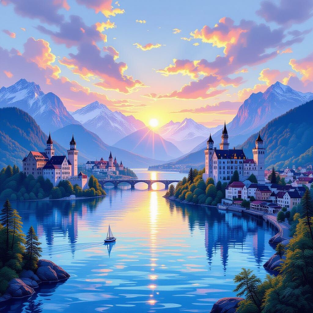 Sea Glass Castles in Dreamlike Landscape