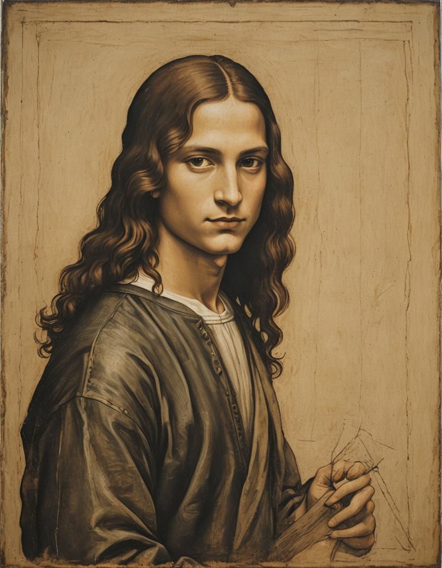 Renaissance Portrait of Teenage Boy as Mona Lisa