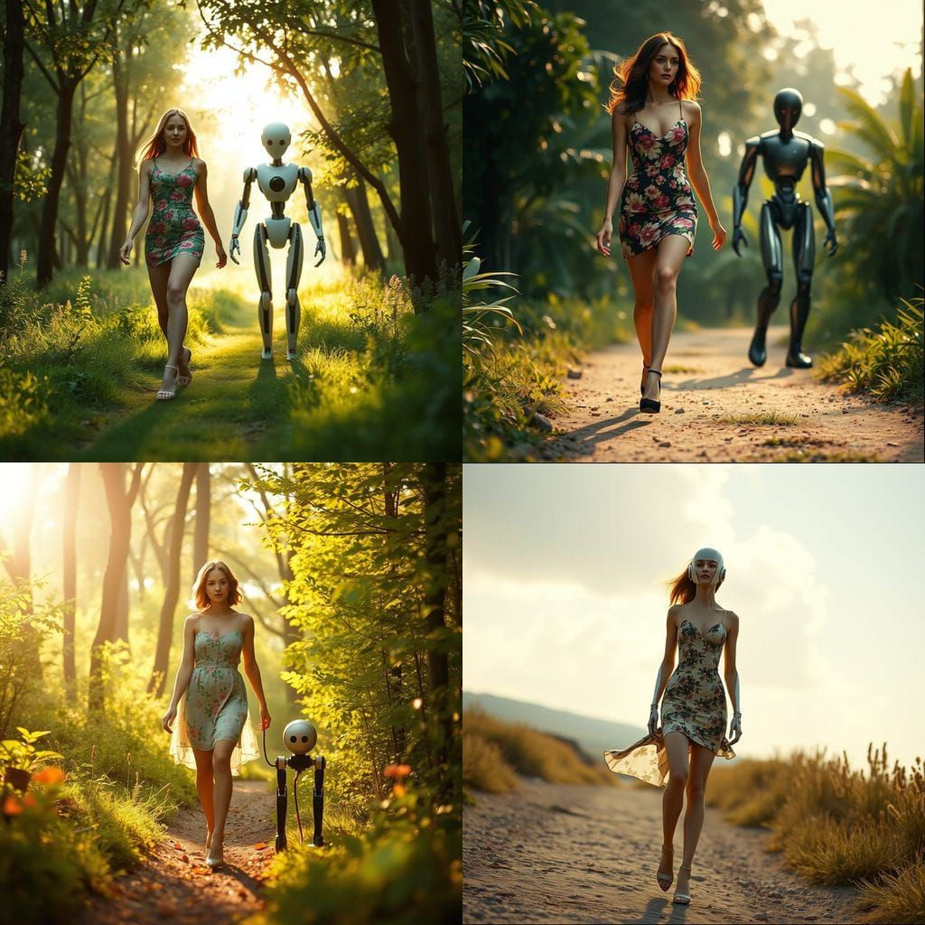 Sissy in Cinematic Florals with Robot Companion