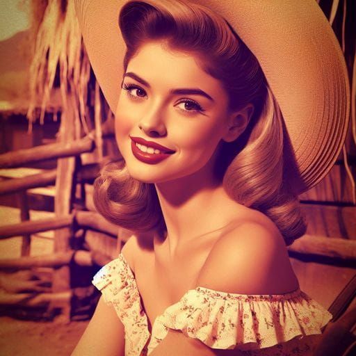 American Woman on Rancho, 1940s Splash Art