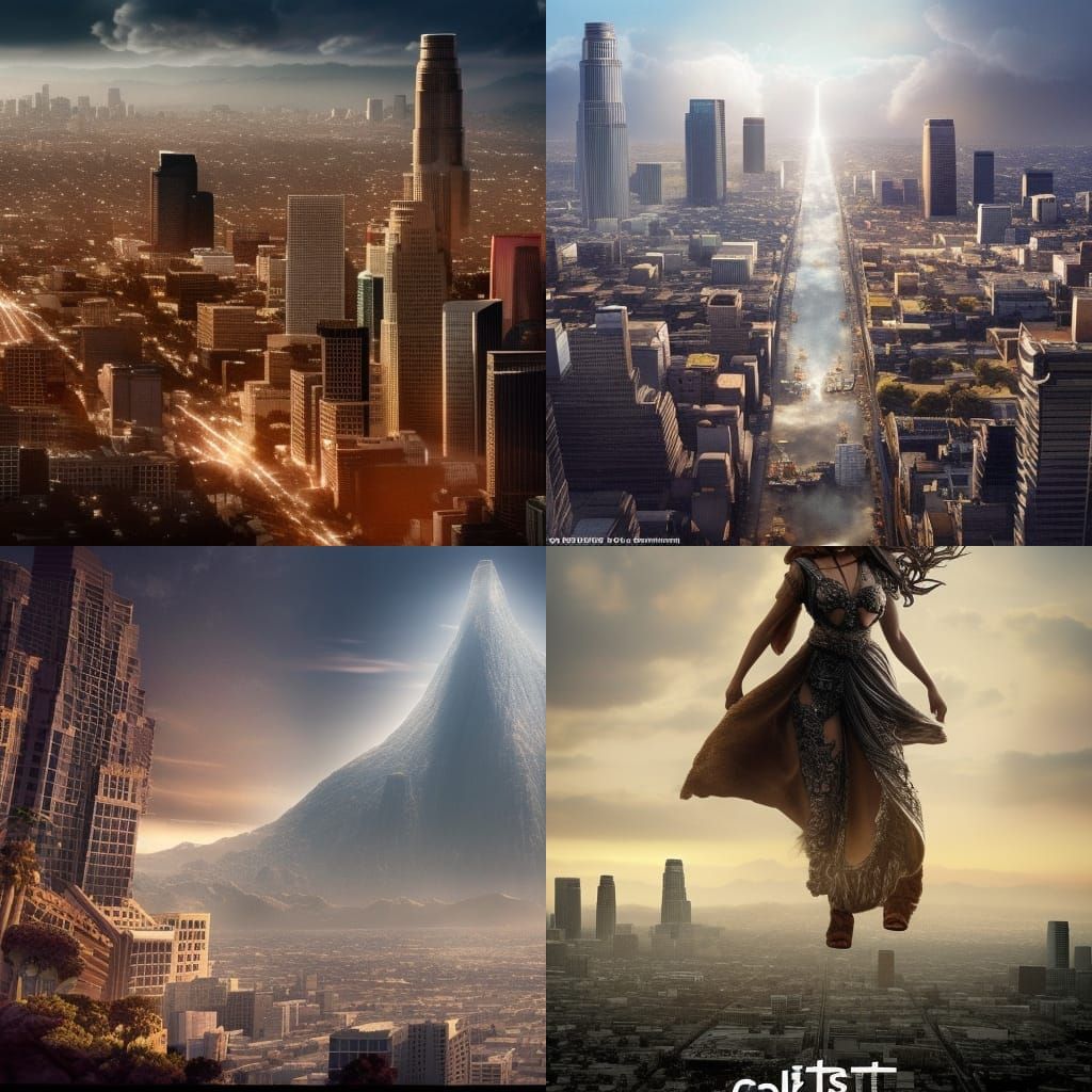 Giantess Over Los Angeles: Epic Digital Matte Painting