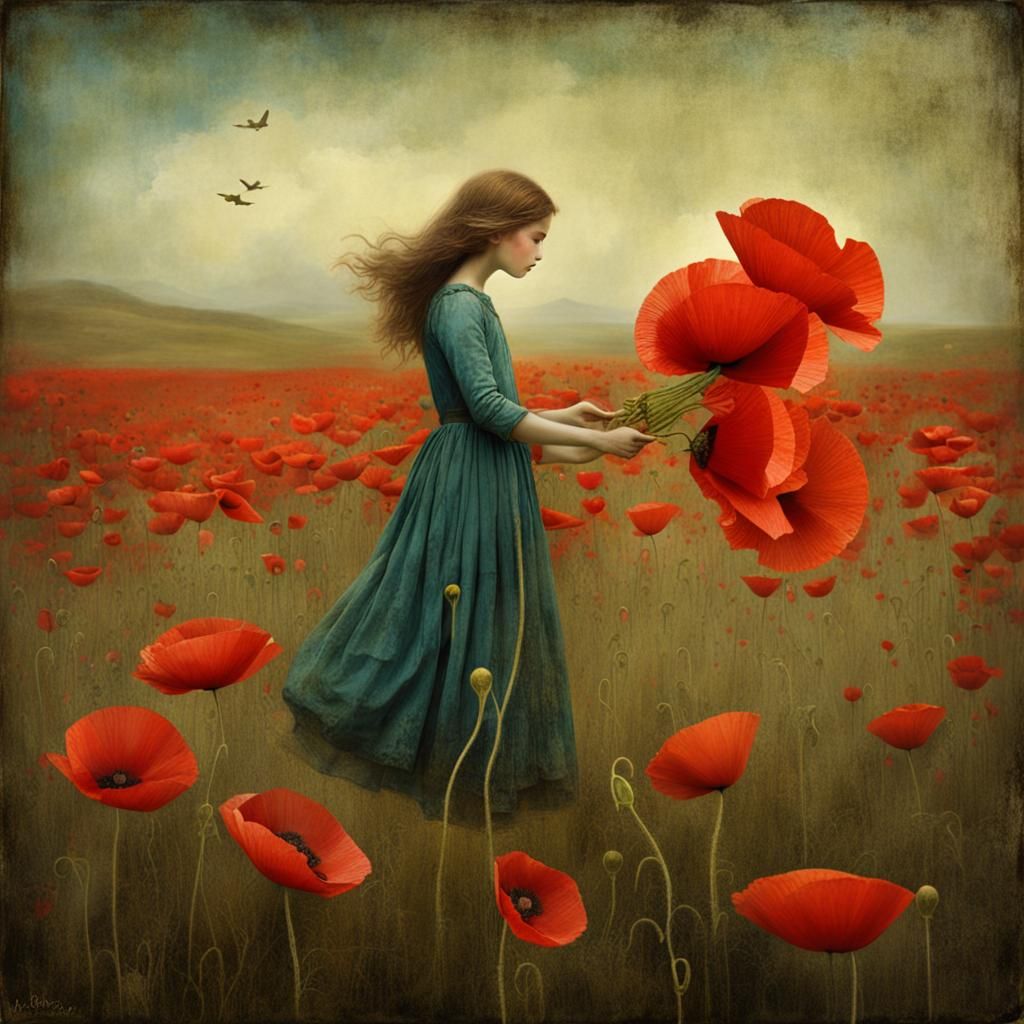 Poppies Bloom Within the Heart, Surreal Art