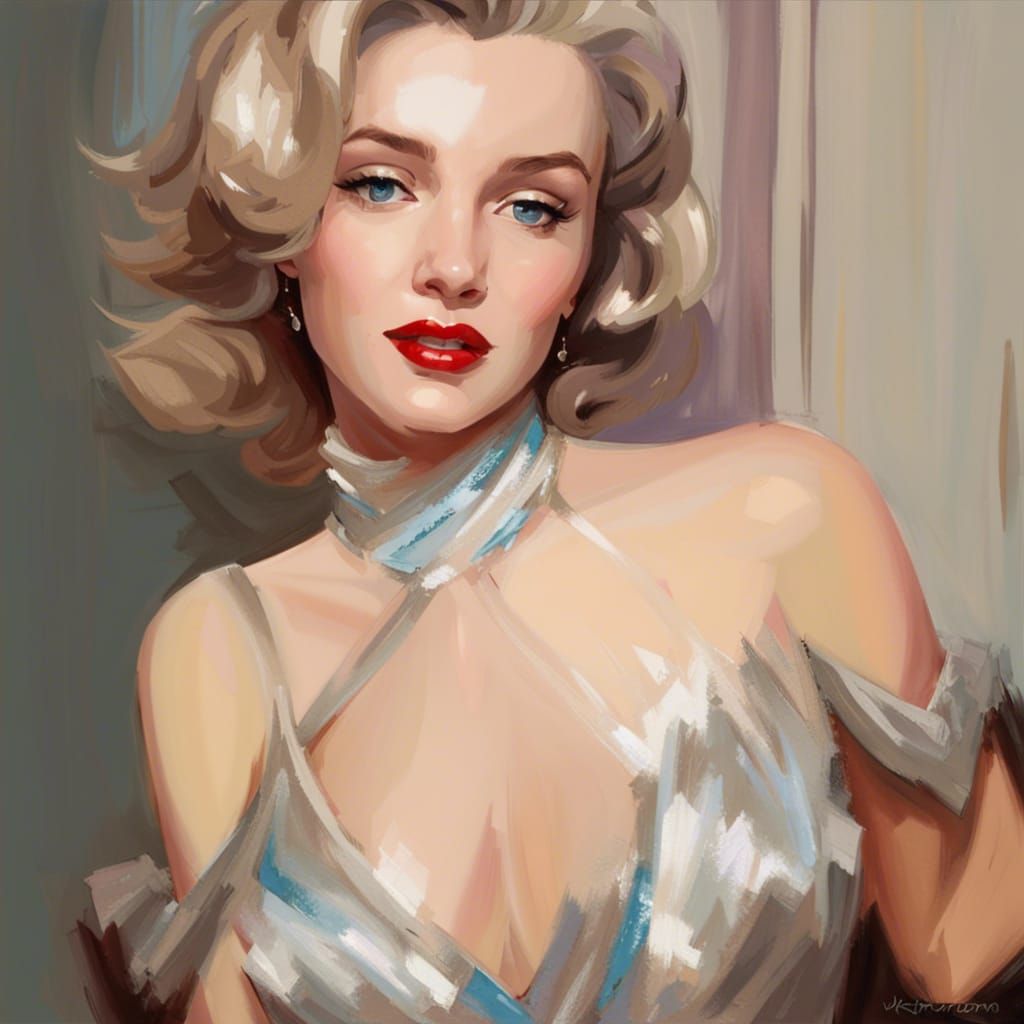 Marilyn Monroe in Baroque Silver Dress
