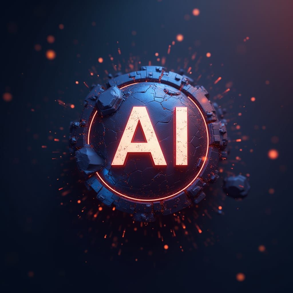 Futuristic Logo for AI Meets Design in Cyberpunk Aesthetic